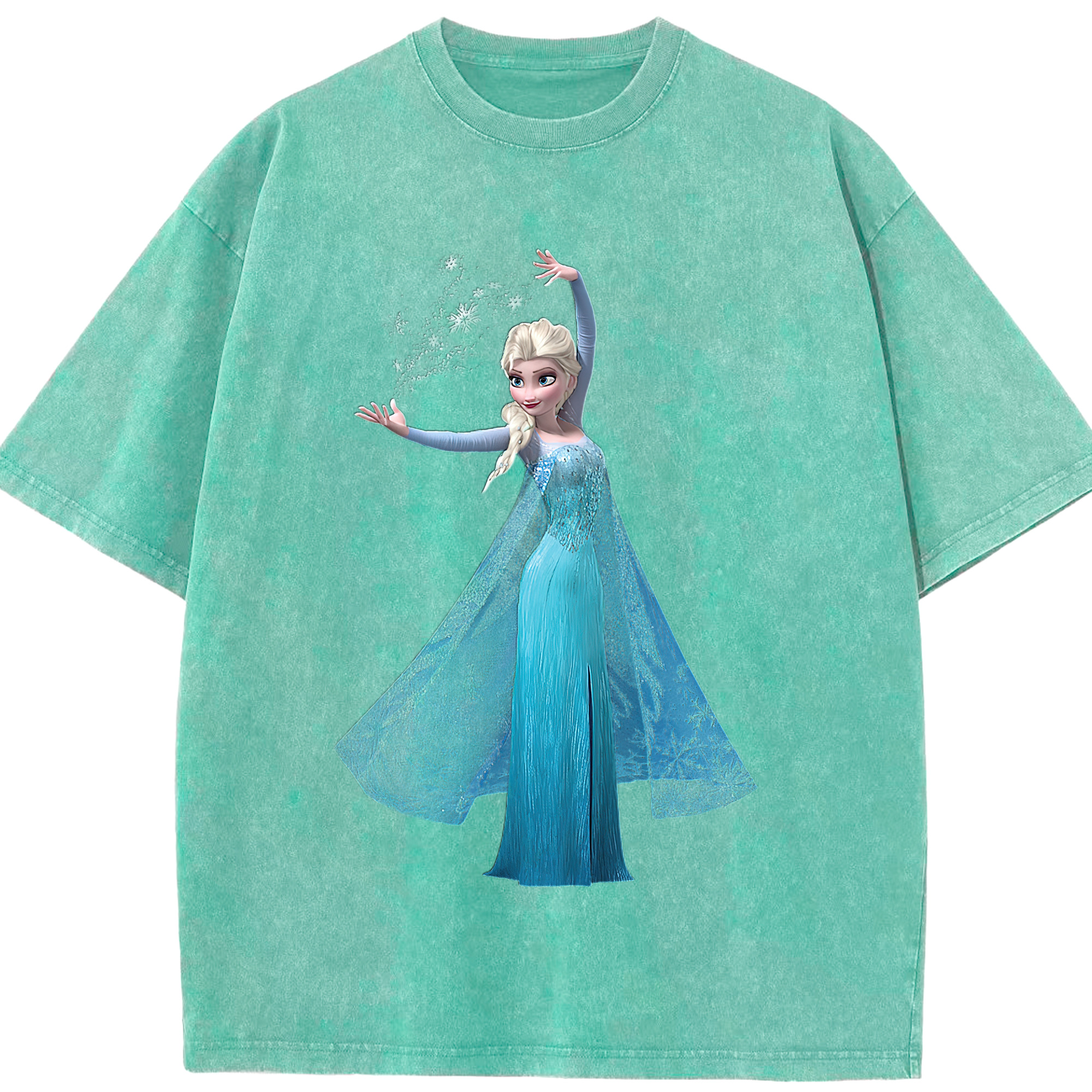 （画像用） アナと雪の女王 アンナ エルサ Frozen Anna Elsa 綿100% ヴィンテージ風 半袖Tシャツ（フロントプリント）